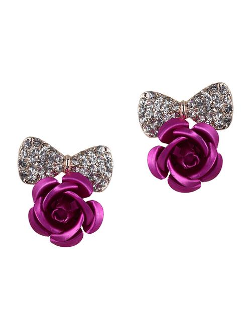 bow &rose shaped stud earrings - 1055317 - Very Small Image - 1