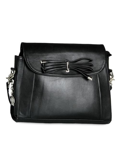 Black Plain Solid Leatherette Shoulder Bag - 1055689 - Very Small Image - 1