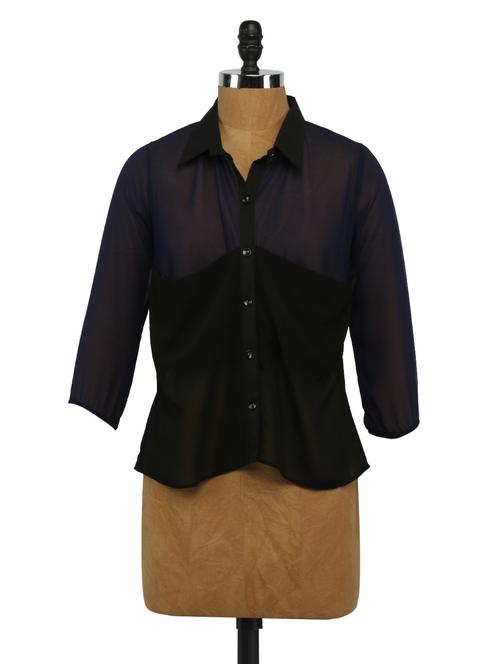 colour block georgette shirt - 1056136 - Very Small Image - 1