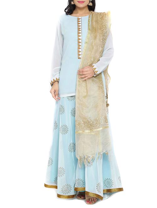 light blue faux georgette lehenga - 10569764 - Very Small Image - 1