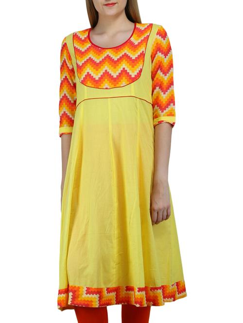 darzaania yellow cottonkurta - 10569910 - Very Small Image - 1