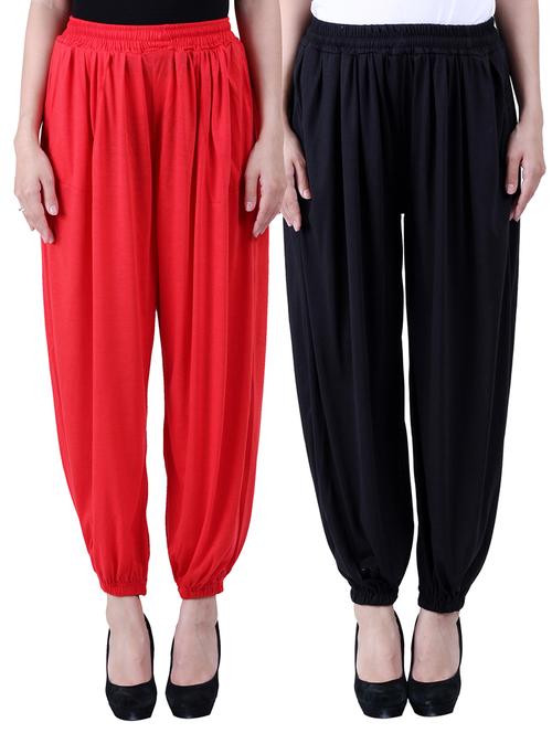 red & black viscose harem pants - 10571575 - Very Small Image - 1