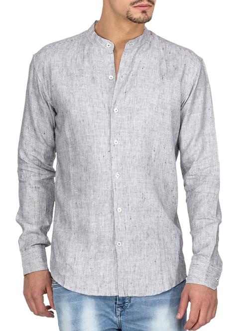 mayank modi grey linen full sleeved shirt - 10577083 - Very Small Image - 1