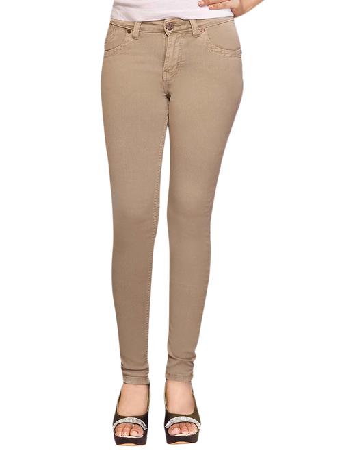 adbucks beige stretchable denim jeans - 10579120 - Very Small Image - 1