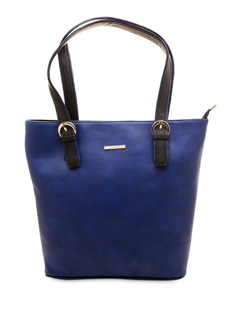 Dark blue leatherette tote - 1057977 - Very Small Image - 1