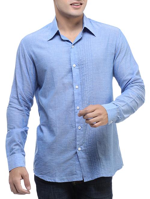 skye blue cotton casual shirt - 10580819 - Very Small Image - 1