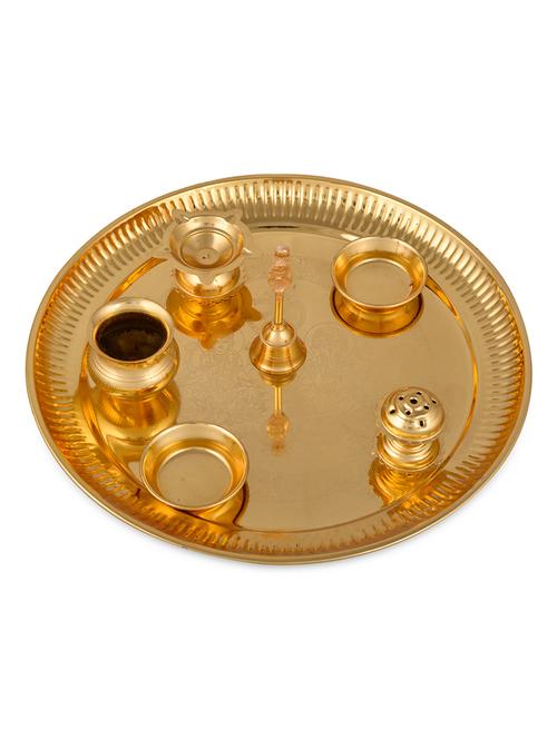  gold plated pooja thali set - 1058450 - Very Small Image - 1