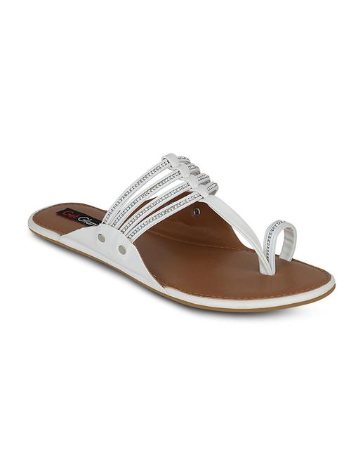 white leatherette one toe sandal - 10588871 - Very Small Image - 1