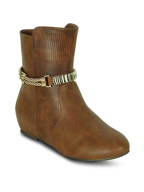 tan leatherette ankle boot - 10588961 - Very Small Image - 1