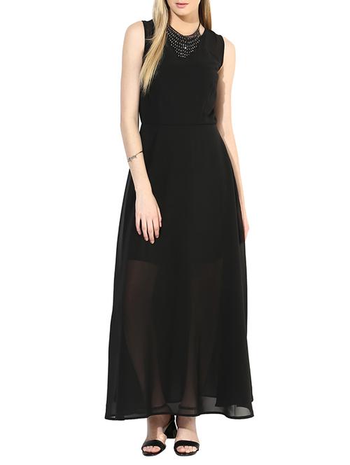 black georgette peplum dress - 10589637 - Very Small Image - 1