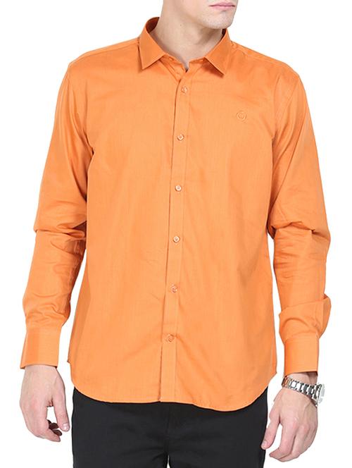 orange cotton casual shirt - 10597124 - Very Small Image - 1