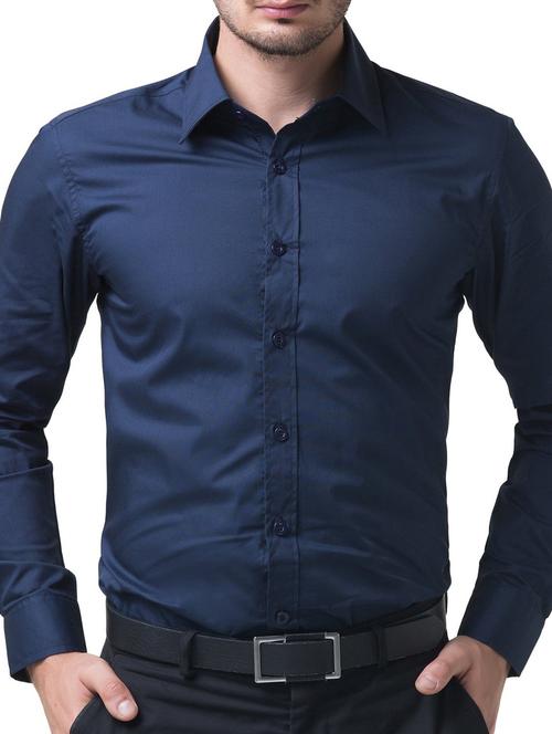 navy blue cotton formal shirt - 10605307 - Very Small Image - 1