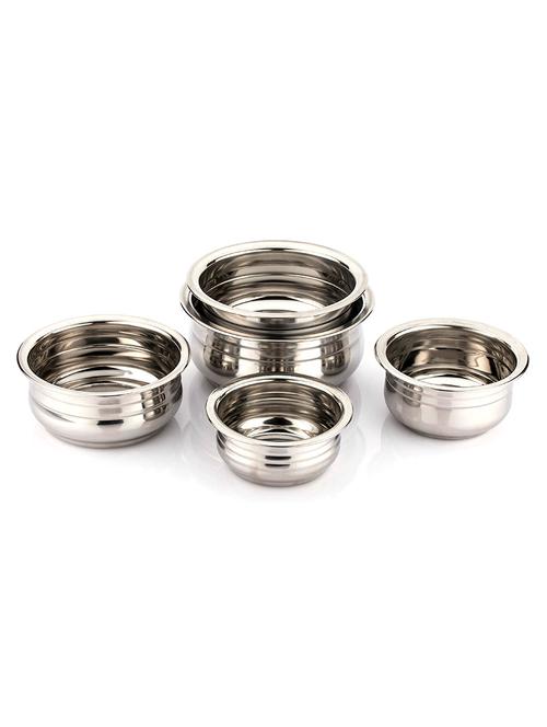 stainless steel induction base flat bottom prabhu chetty set of 5 pcs - 10605950 - Very Small Image - 1
