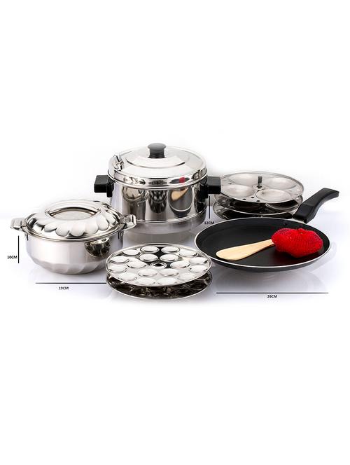 Induction Base Idly Cooker With 36 Mini Idly Plate And Non Stick Induction Base Dosa Tawa 210 MM Set of 12 Pcs - 10606048 - Very Small Image - 1