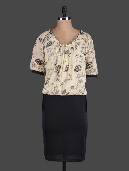 Beige And Black Blouson Dress - 1060759 - Very Small Image - 1