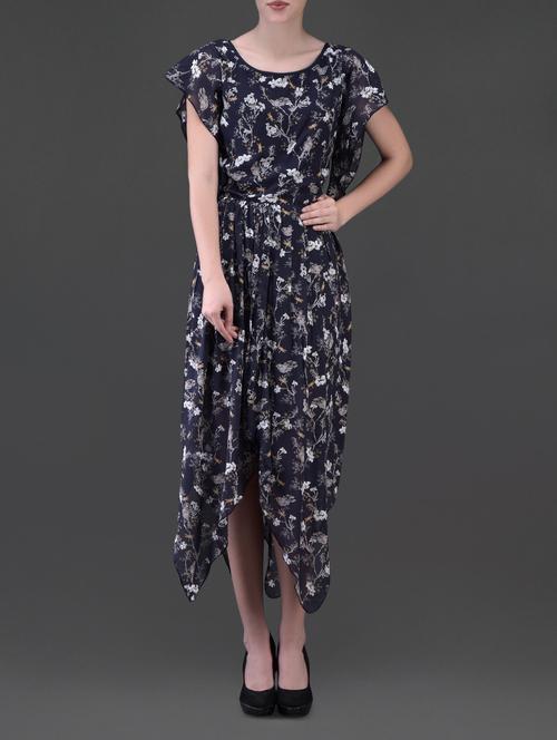 ruffled sleeves High-Low georgette Dress - 1060783 - Very Small Image - 1