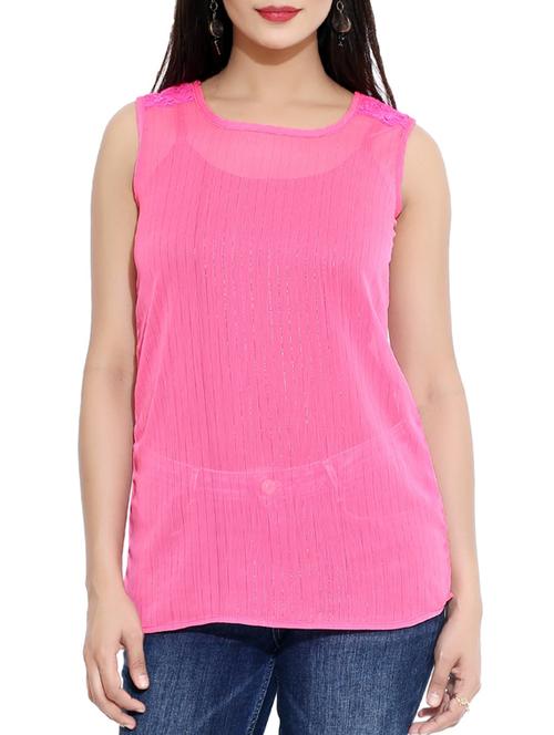 Pink Polyester Regular Top - 10607906 - Very Small Image - 1