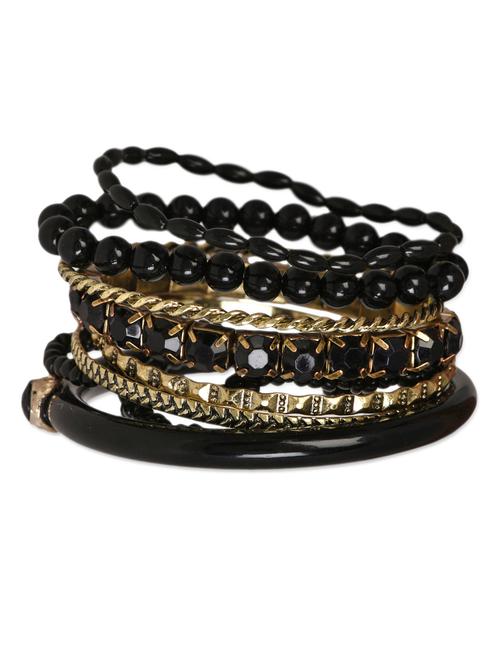 black beaded multilayer bangles set - 1061015 - Very Small Image - 1