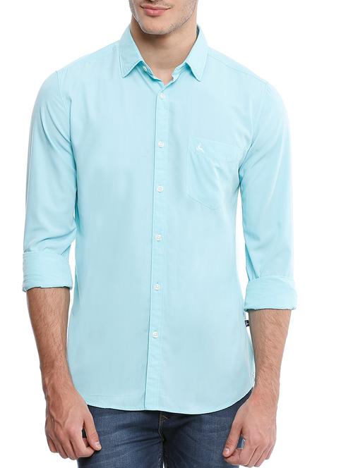 blue polyester blend casual shirt - 10610642 - Very Small Image - 1
