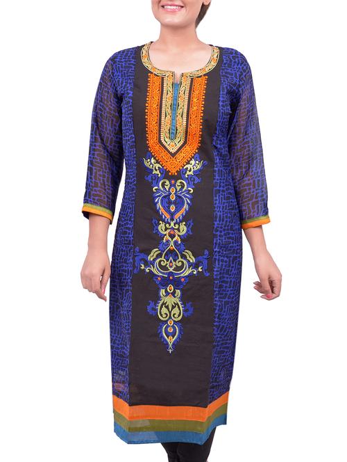 blue cotton kurta - 10611038 - Very Small Image - 1