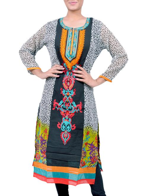 black cotton kurta - 10611043 - Very Small Image - 1