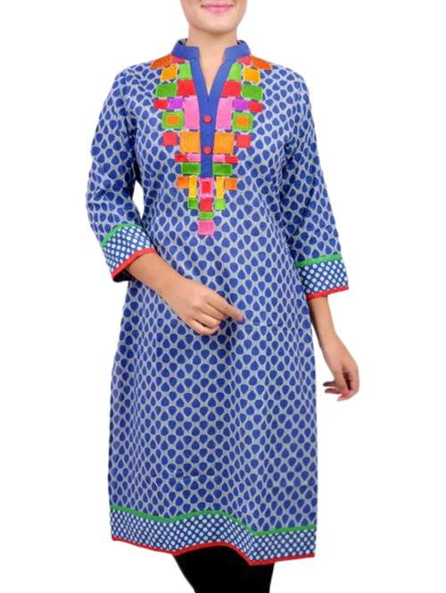 blue cotton kurta - 10611067 - Very Small Image - 1