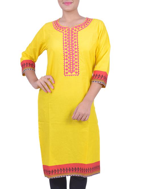 yellow cotton kurta - 10611091 - Very Small Image - 1