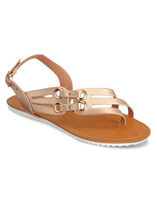 gold leatherette back strap sandals - 10616907 - Very Small Image - 1