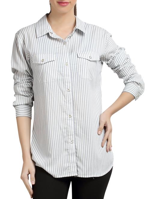 grey striped rayon shirt - 10621568 - Very Small Image - 1