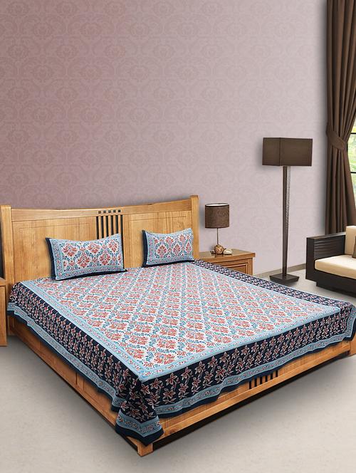 blue & orange double bedsheet set - 10626167 - Very Small Image - 1