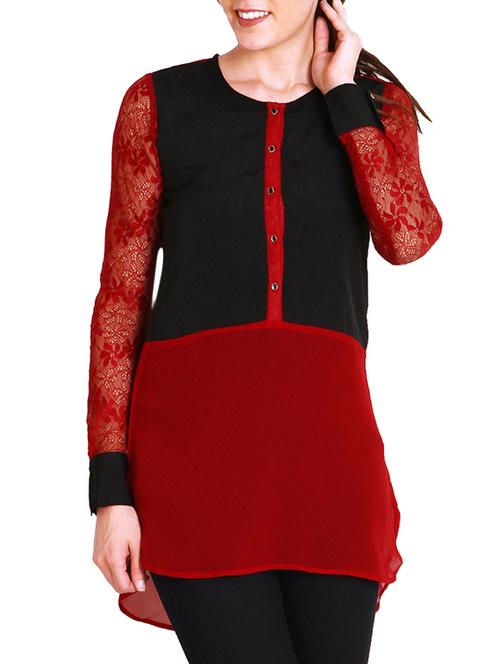 red crepe tunic - 10626600 - Very Small Image - 1