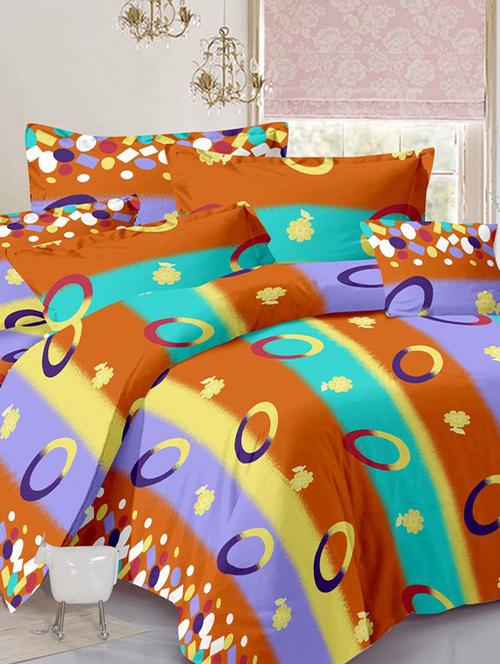 valtellina geometric yellow cotton double bed sheet with 2 pillow cover - tc-250 - 10630337 - Very Small Image - 1