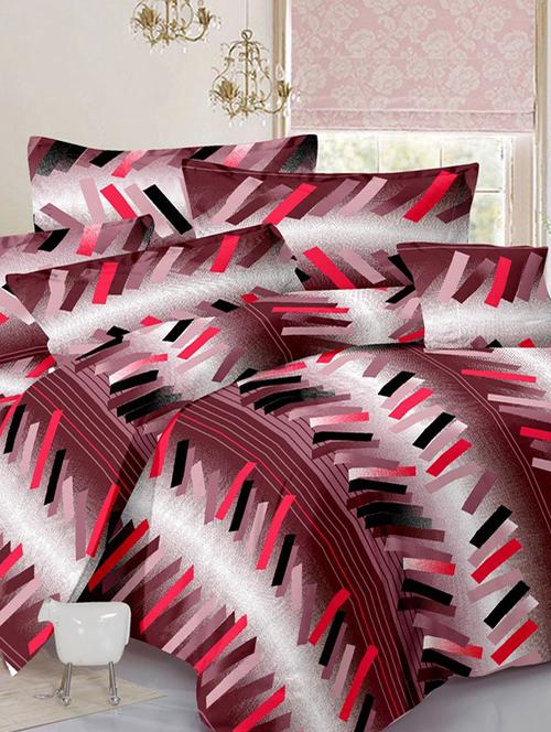 valtellina checkered brown cotton double bed sheet with 2 pillow cover - tc-250 - 10630343 - Very Small Image - 1