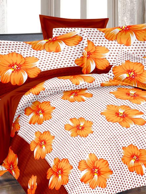 valtellina floral yellow cotton double bed sheet with 2 pillow cover - tc-250 - 10630359 - Very Small Image - 1