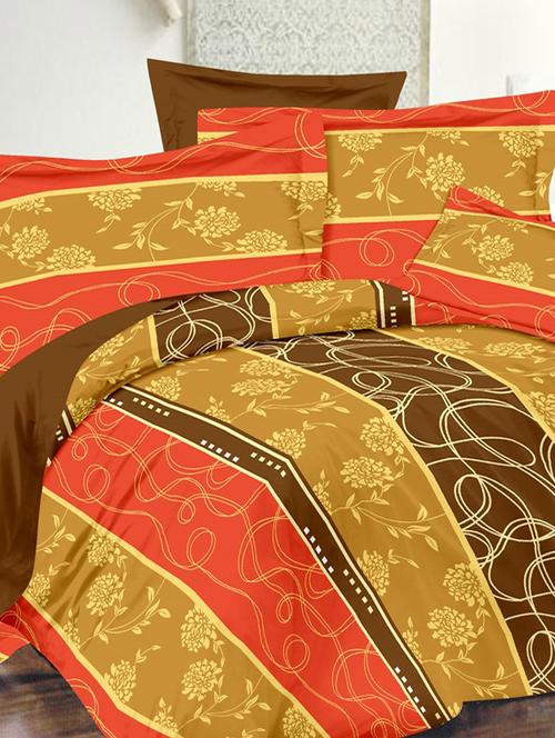 valtellina floral yellow cotton double bed sheet with 2 pillow cover - tc-250 - 10630421 - Very Small Image - 1