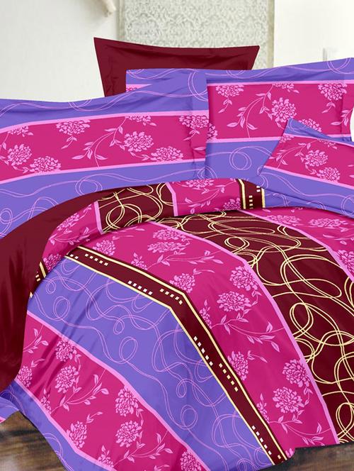 valtellina floral pink cotton double bed sheet with 2 pillow cover - tc-250 - 10630424 - Very Small Image - 1