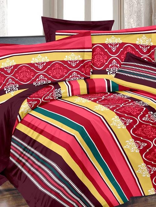 valtellina traditional pink cotton double bed sheet with 2 pillow cover - tc-250 - 10630431 - Very Small Image - 1