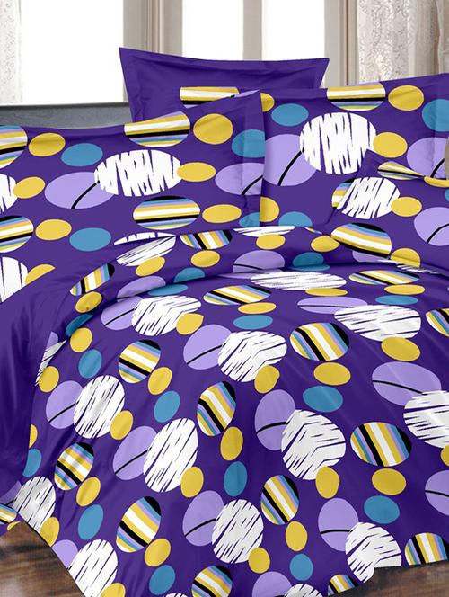 valtellina polka blue cotton double bed sheet with 2 pillow cover - tc-250 - 10630436 - Very Small Image - 1