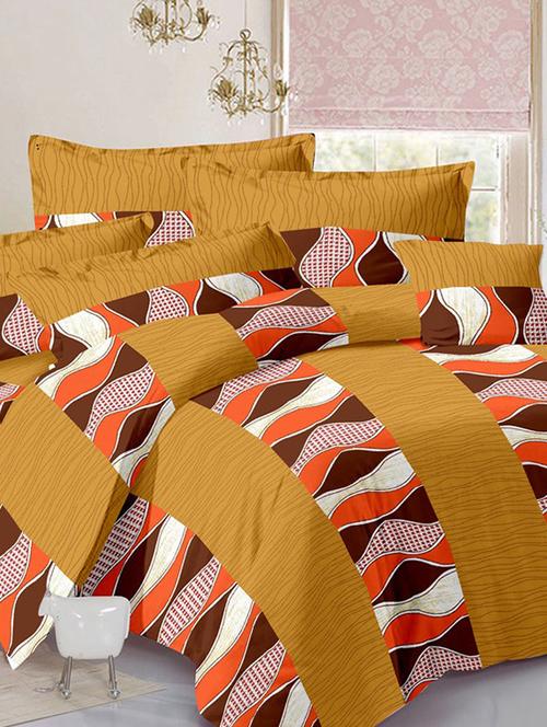 valtellina stripes yellow cotton double bed sheet with 2 pillow cover - tc-250 - 10630467 - Very Small Image - 1