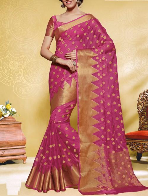 light pink raw silk saree - 10633281 - Very Small Image - 1