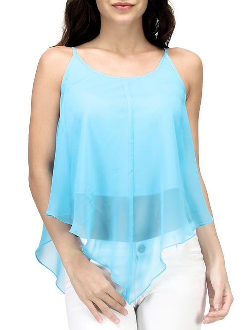 blue georgette top - 10640898 - Very Small Image - 1