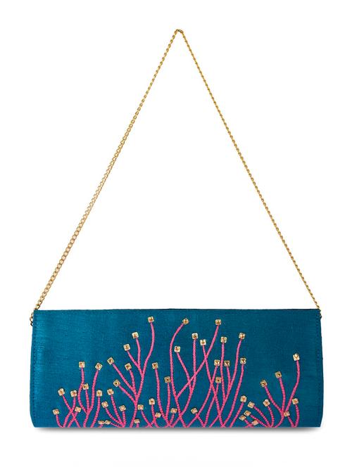 blue silk clutch - 10642501 - Very Small Image - 1