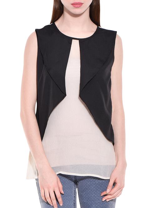 women's layered round neck top - 10645212 - Very Small Image - 1