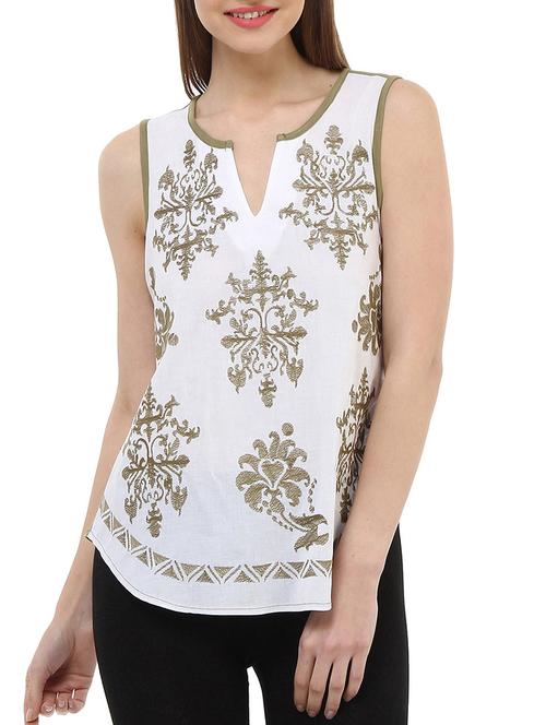 white cotton regular top - 10645334 - Very Small Image - 1