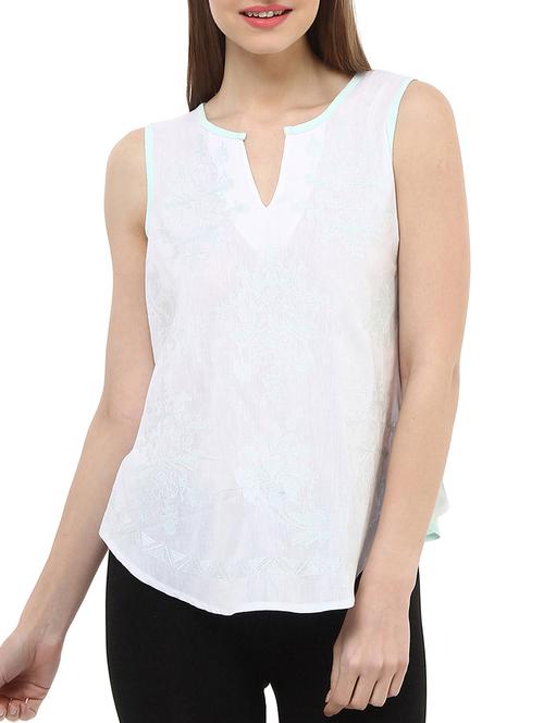 curved hem embroidered top - 10645335 - Very Small Image - 1