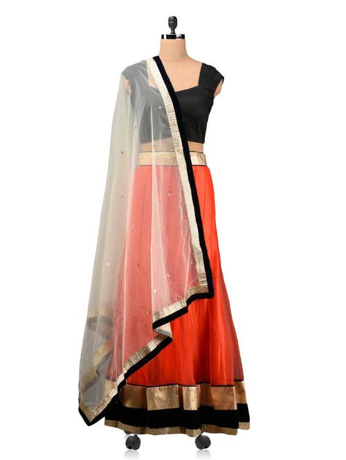 red net lehenga set - 1064643 - Very Small Image - 1