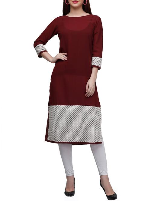 maroon none straight kurta - 10648123 - Very Small Image - 1