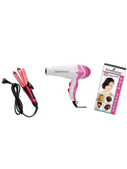 style maniac 2 in 1 hair straightener cum curler &1 hair dryer - 10648881 - Very Small Image - 1
