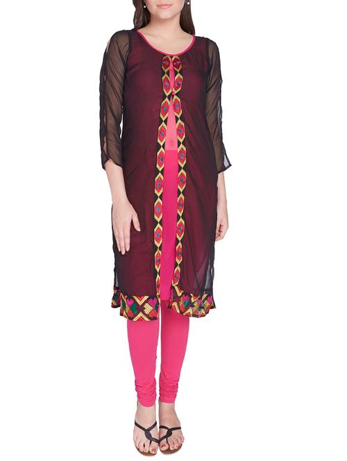 double layered georgette kurta - 1065015 - Very Small Image - 1