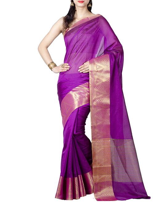 zari temple border saree with blouse - 10651247 - Very Small Image - 1